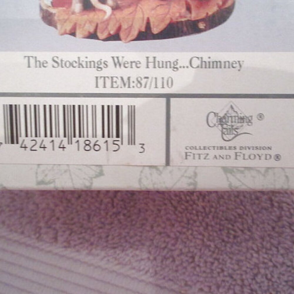 Charming Tails Christmas Stockings Were Hung Figurine Fitz And Floyd Holiday Box - Picture 11 of 12